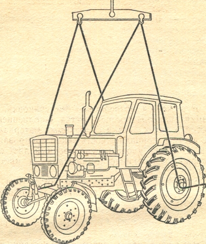 Схема строповки трактора